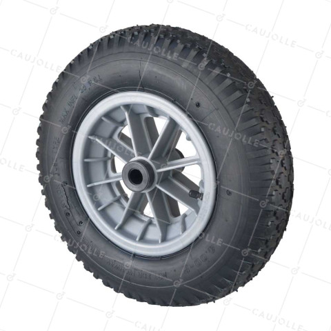 Rueda de carretilla INFLABLE ULTRA REFORZADA PARA MASONES DIÁMETRO 400 MM CARGA 150KG Cojinete DE RODILLOS DE 20 MM - S1006P 400 RR20/100 4PR AGRÍCOLA • Caujolle