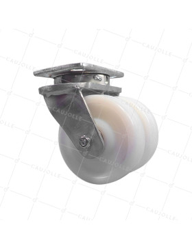 RUEDA GIRATORIA DE DOBLE RODILLO DE NYLON DIÁMETRO 150 MM CARGA 1500 KG - S78N DOUBLE 150 • Caujolle