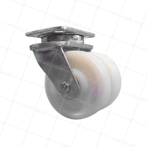 RUEDA GIRATORIA DE DOBLE RODILLO DE NYLON DIÁMETRO 150 MM CARGA 1500 KG - S78N DOUBLE 150 • Caujolle
