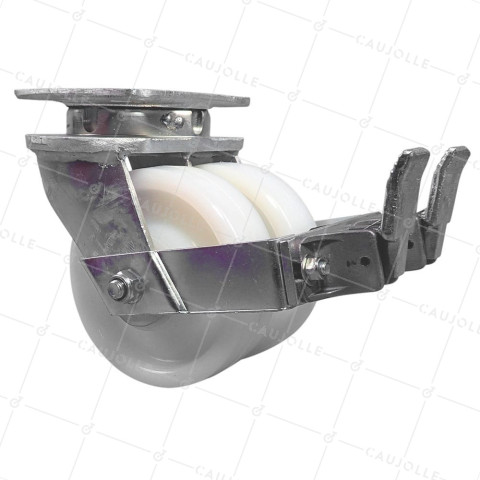 RUEDA GIRATORIA CON FRENO DE DOBLE RODILLO DE NYLON, DIÁMETRO 150 MM, CARGA 1500 KG - S78N DOUBLE 150AF • Caujolle