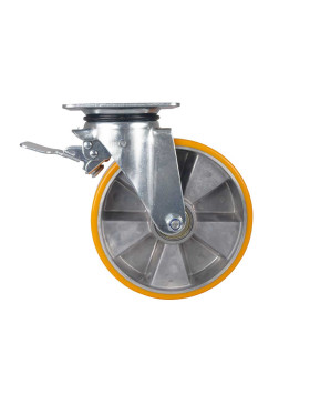 Rotante PIVOTANTE A FRENO EN POLIURETANO LLANTA DE ALUMINIO DIÁMETRO 200 MM CARGA 300KG - S74AR 200AF