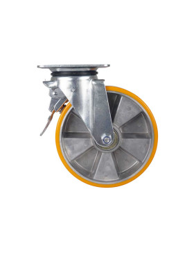 Rotante PIVOTANTE A FRENO EN POLIURETANO LLANTA DE ALUMINIO DIÁMETRO 200 MM CARGA 300KG - S74AR 200AF