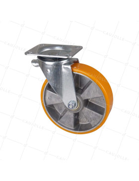 Rotante PIVOTANTE EN POLIURETANO LLANTA ALUMINIO DIÁMETRO 200 MM CARGA 300KG - S74AR 200 • Caujolle