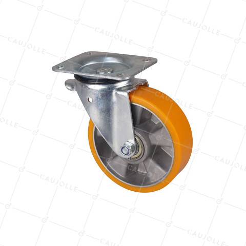 Rotante PIVOTANTE EN POLIURETANO CON ARO DE ALUMINIO DIÁMETRO 160 MM CARGA 300KG - S74AR 160 • Caujolle