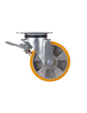 Rotante PIVOTANTE A FRENO EN POLIURETANO LLANTA DE ALUMINIO DIÁMETRO 160 MM CARGA 300KG - S74AR 160AF