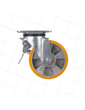 Rotante PIVOTANTE A FRENO EN POLIURETANO LLANTA DE ALUMINIO DIÁMETRO 160 MM CARGA 300KG - S74AR 160AF