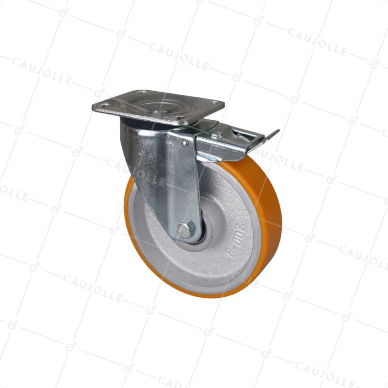 RUEDA GIRATORIA CON FRENO CON RUEDA DE FUNDICIÓN DIÁMETRO 200 MM CARGA 1000 KG CON FRENO DELANTERO - S78 SFPU 200 FRENO DELANTER